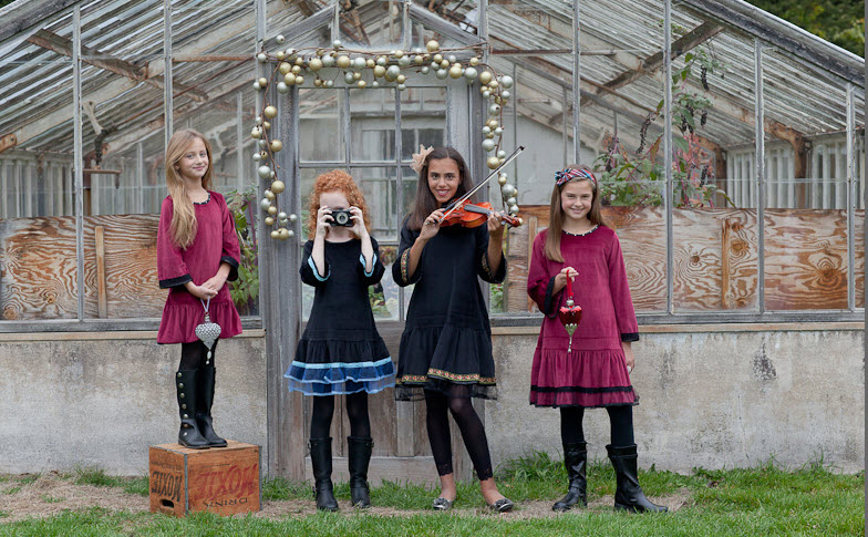 Group of girls in velvet dress