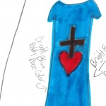 my design is Jesus cares on a neon baby blue base color